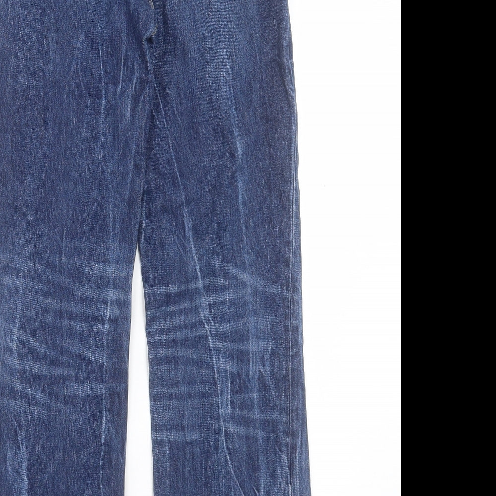 Zara Womens Blue Cotton Straight Jeans Size 6 L26 in Regular Button