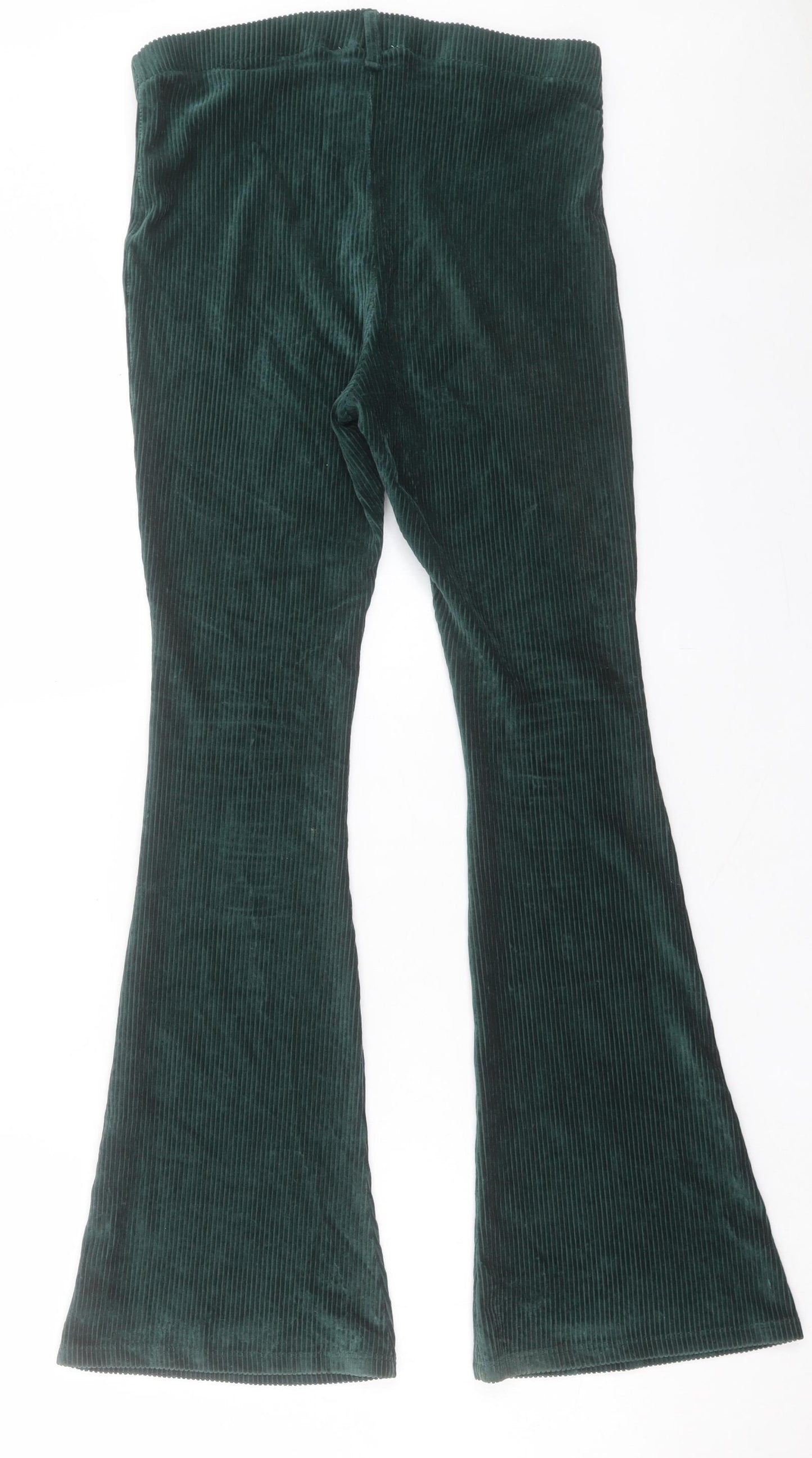 Topshop Womens Green Cotton Trousers Size 10 L29 in Regular Zip