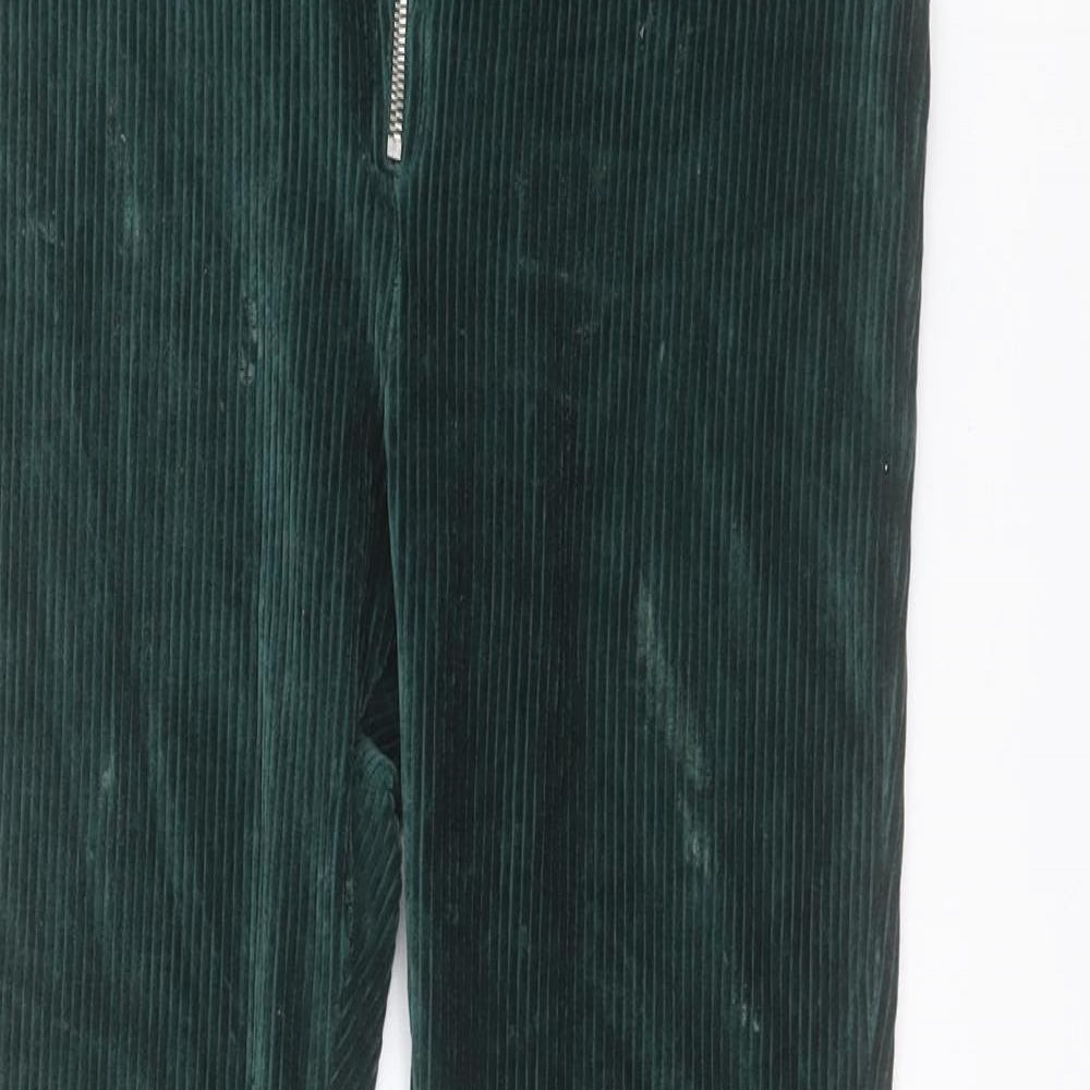 Topshop Womens Green Cotton Trousers Size 10 L29 in Regular Zip