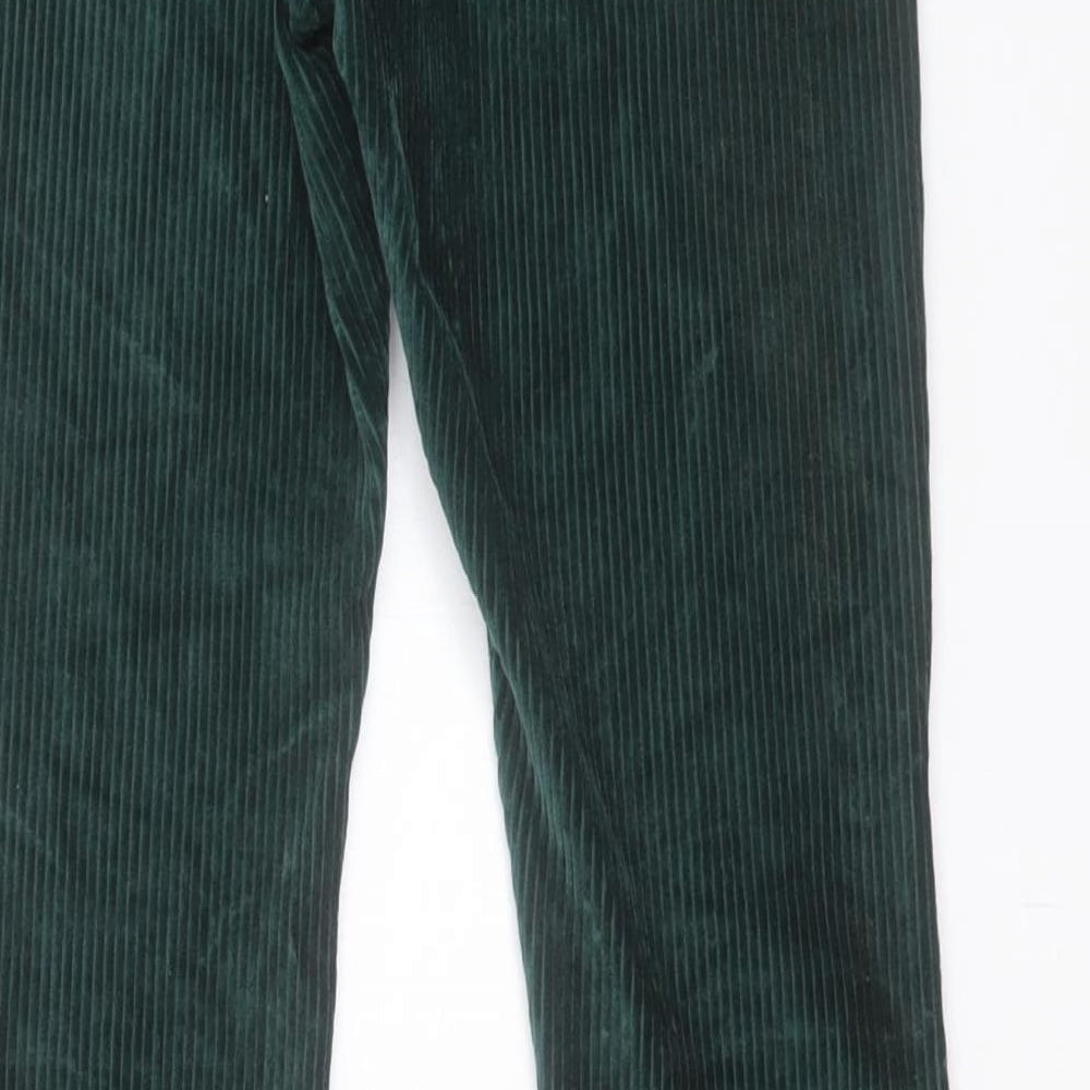 Topshop Womens Green Cotton Trousers Size 10 L29 in Regular Zip