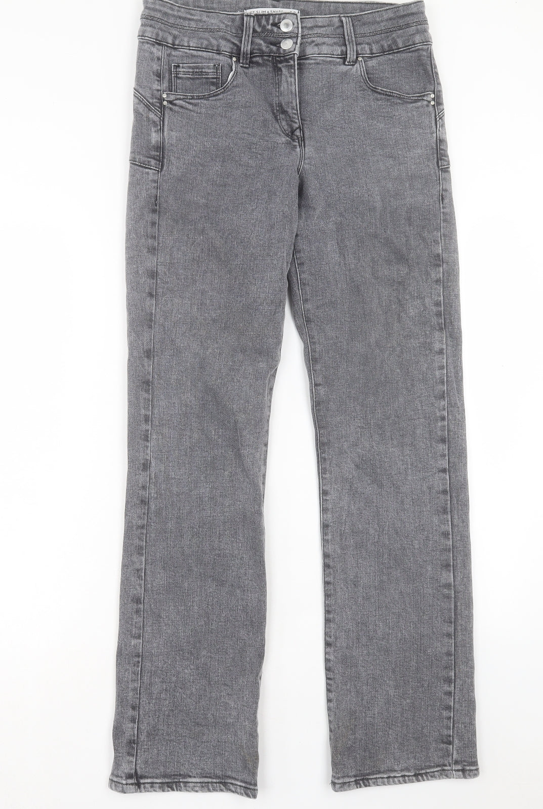 NEXT Womens Black Cotton Bootcut Jeans Size 12 L30 in Regular Button - Lift Slim & Shape