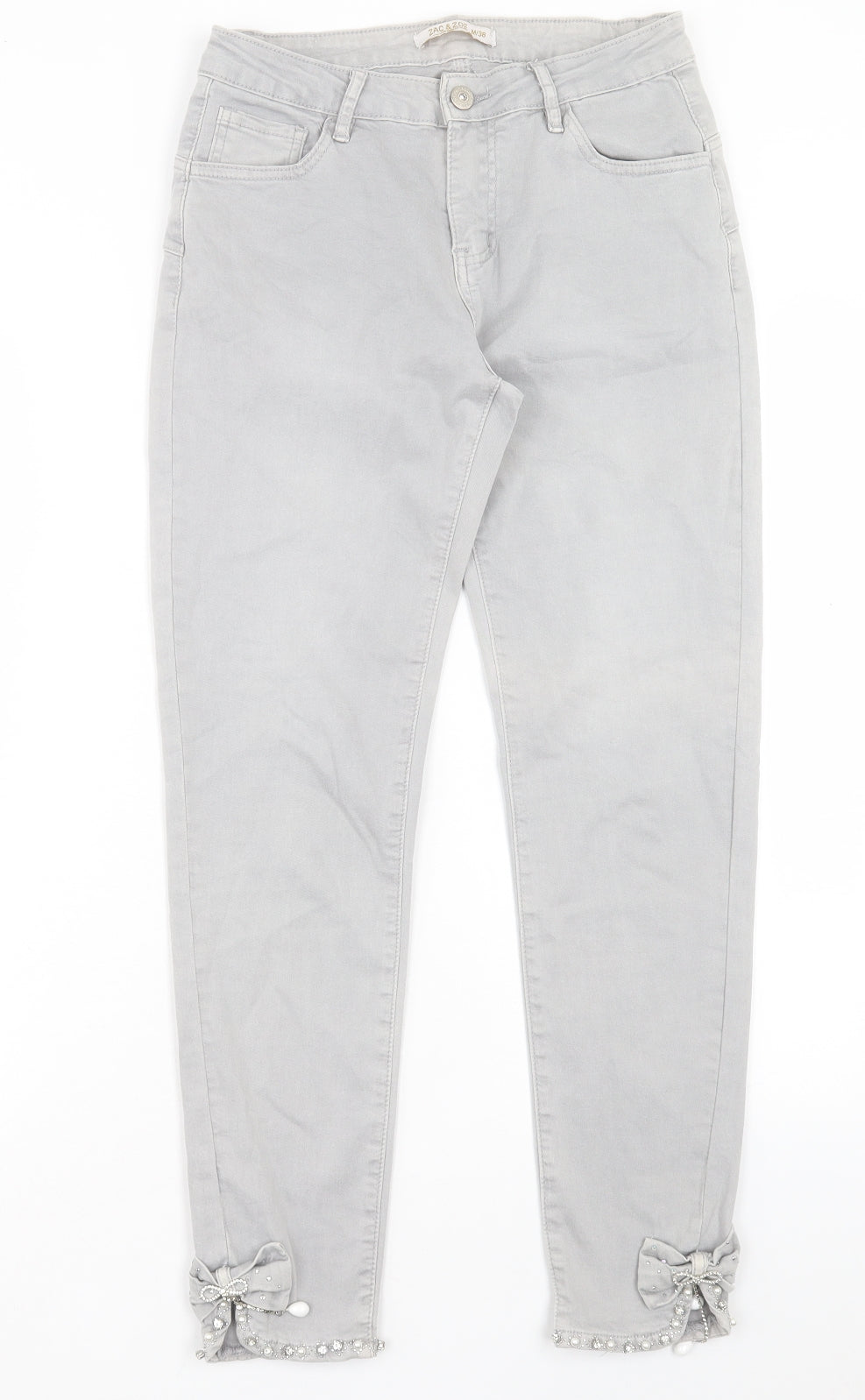 Zac & Zoe Womens Grey Cotton Skinny Jeans Size M L26 in Regular Button