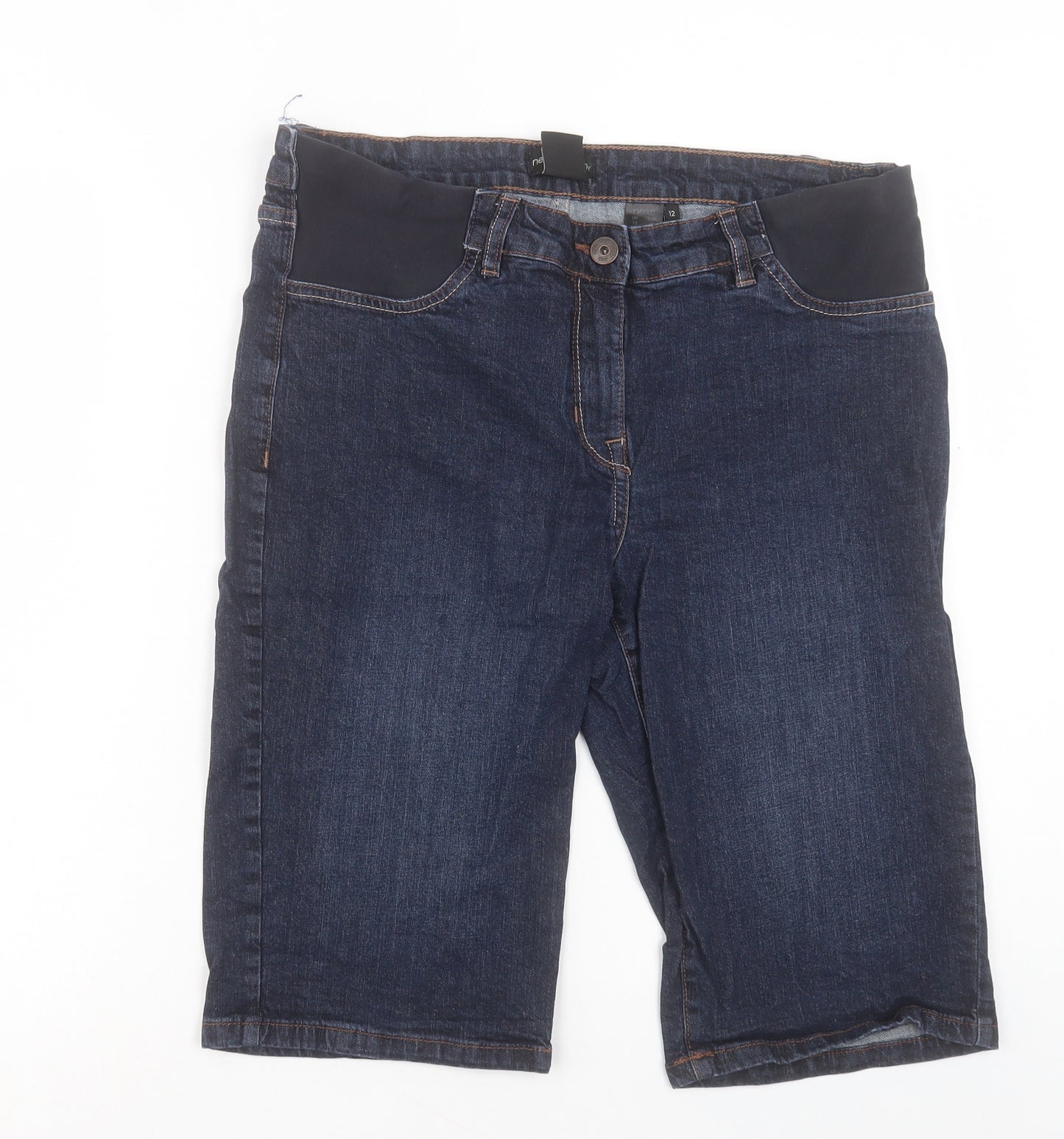 NEXT Womens Blue Cotton Bermuda Shorts Size 12 L14 in Regular Button