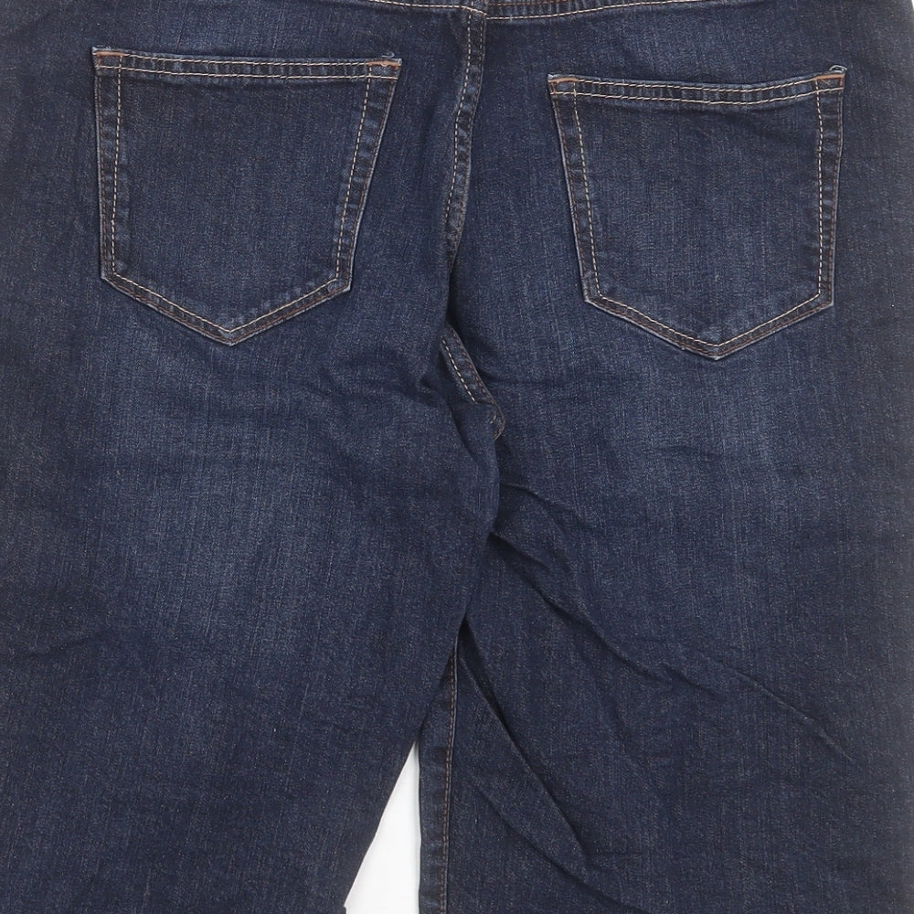 NEXT Womens Blue Cotton Bermuda Shorts Size 12 L14 in Regular Button