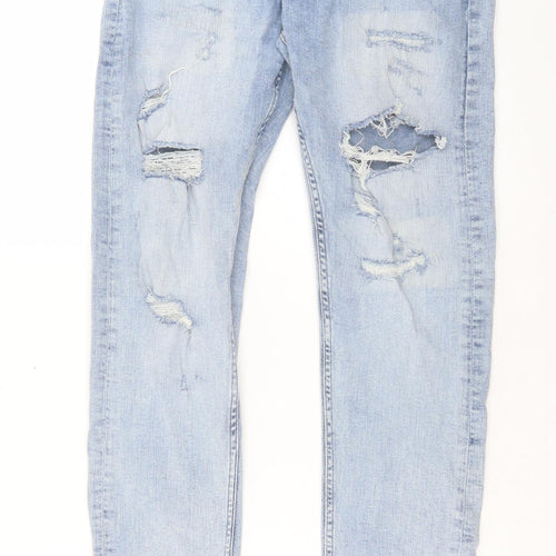 H&M Mens Blue Cotton Skinny Jeans Size 32 in L31 in Regular Button