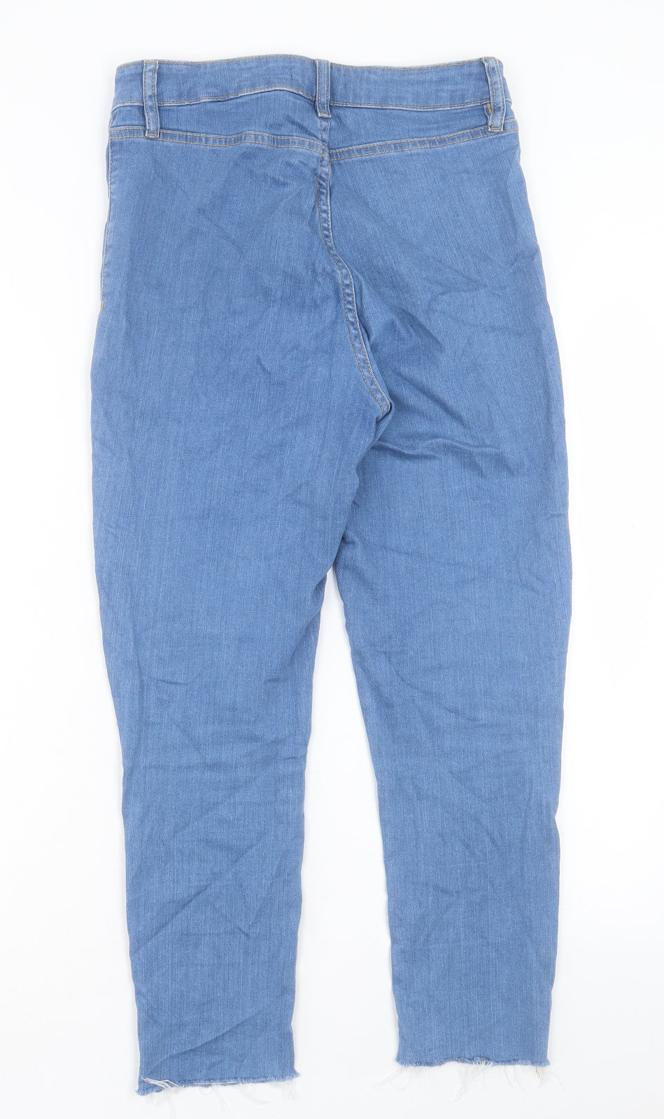 F&F Womens Blue Cotton Cropped Jeans Size 10 L24 in Regular Button
