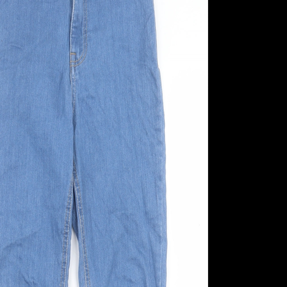 F&F Womens Blue Cotton Cropped Jeans Size 10 L24 in Regular Button