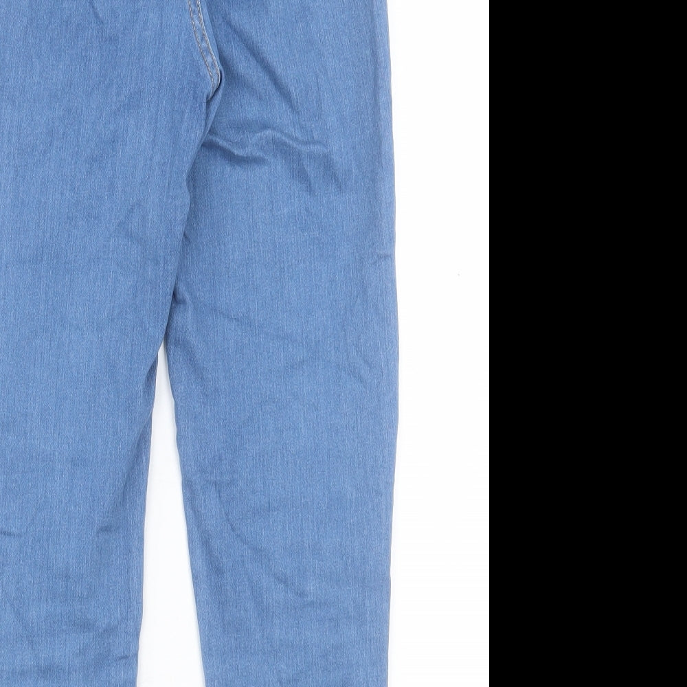 F&F Womens Blue Cotton Cropped Jeans Size 10 L24 in Regular Button