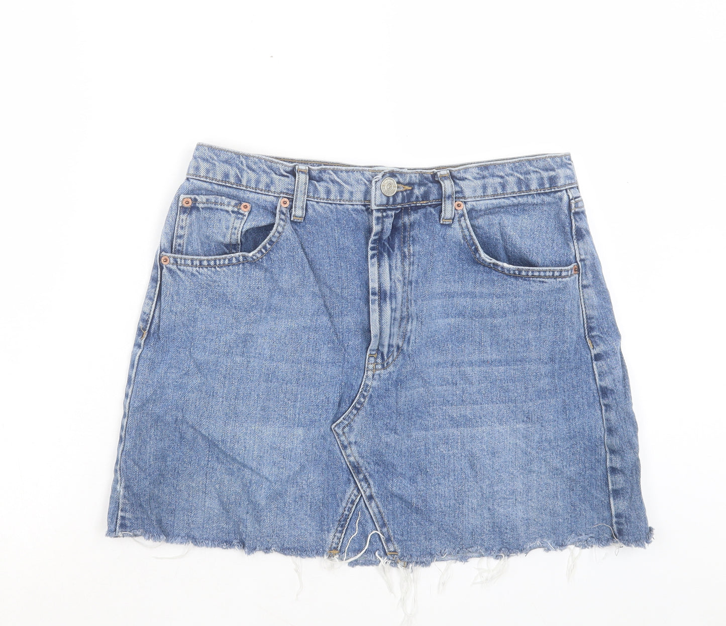 BDG Womens Blue Cotton A-Line Skirt Size L Button