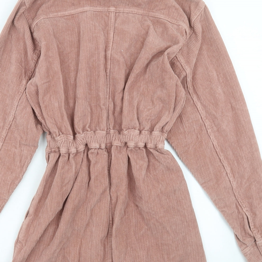 Topshop Womens Pink Cotton A-Line Size 10 Collared Zip