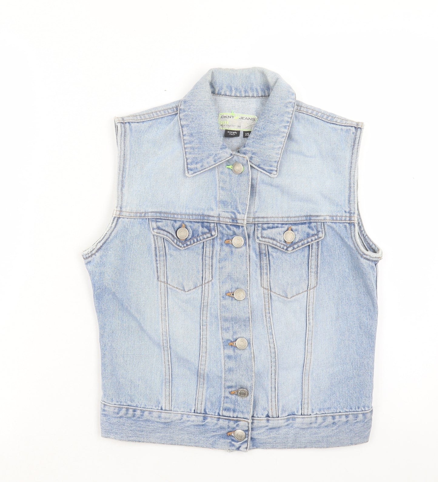 DKNY Womens Blue Gilet Jacket Size XS Button