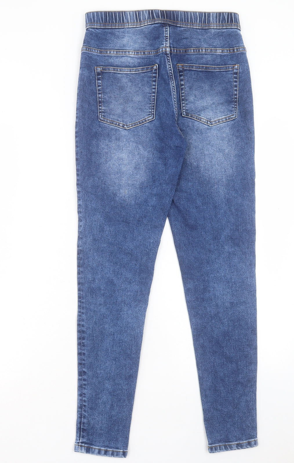 Marks and Spencer Girls Blue Cotton Skinny Jeans Size 15-16 Years Regular Button
