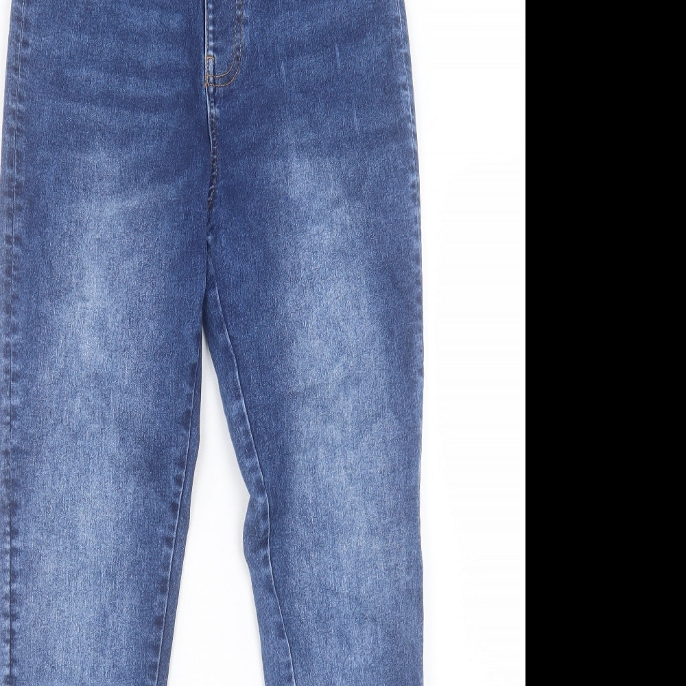 Marks and Spencer Girls Blue Cotton Skinny Jeans Size 15-16 Years Regular Button