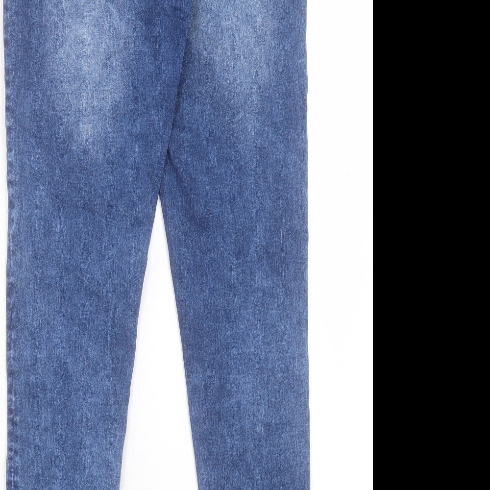 Marks and Spencer Girls Blue Cotton Skinny Jeans Size 15-16 Years Regular Button