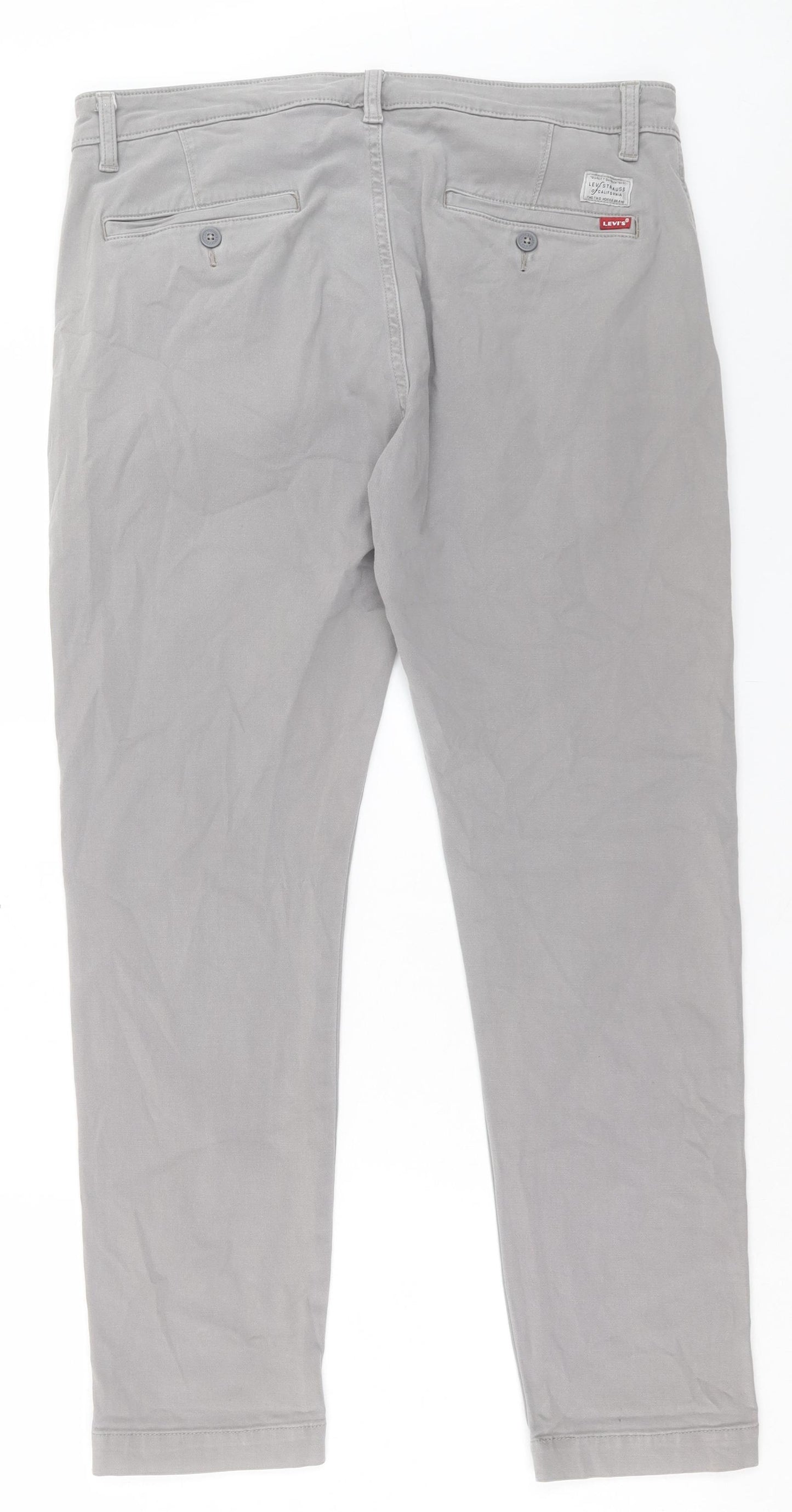 Signature by Levi Strauss & Co. Mens Grey Cotton Chino Trousers Size 34 in L30 in Slim Button