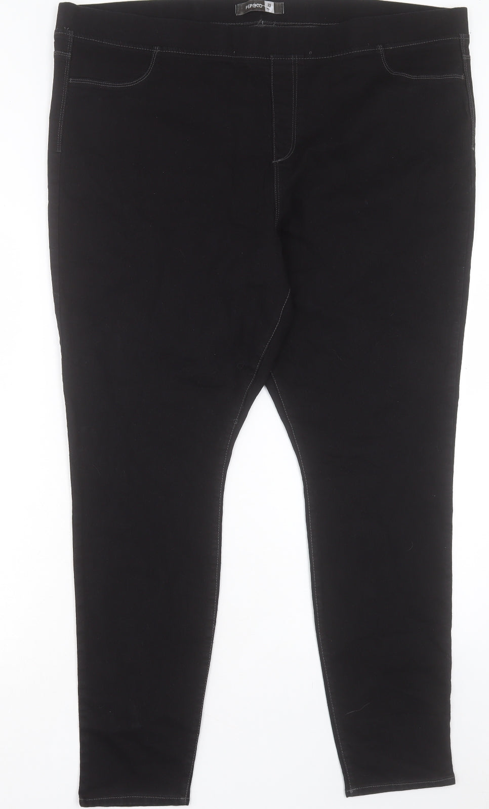 PEP&CO Womens Black Cotton Jegging Trousers Size 22 L29 in Regular