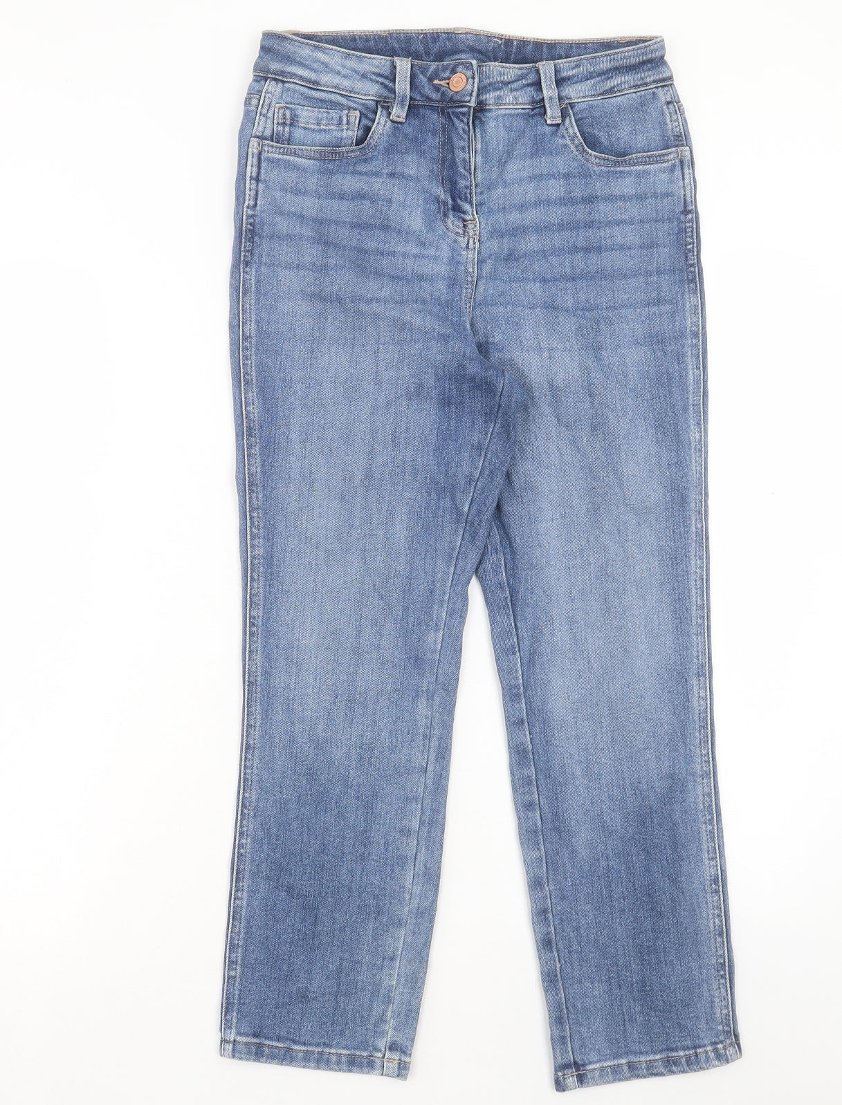 NEXT Womens Blue Cotton Cropped Jeans Size 10 L24 in Regular Button