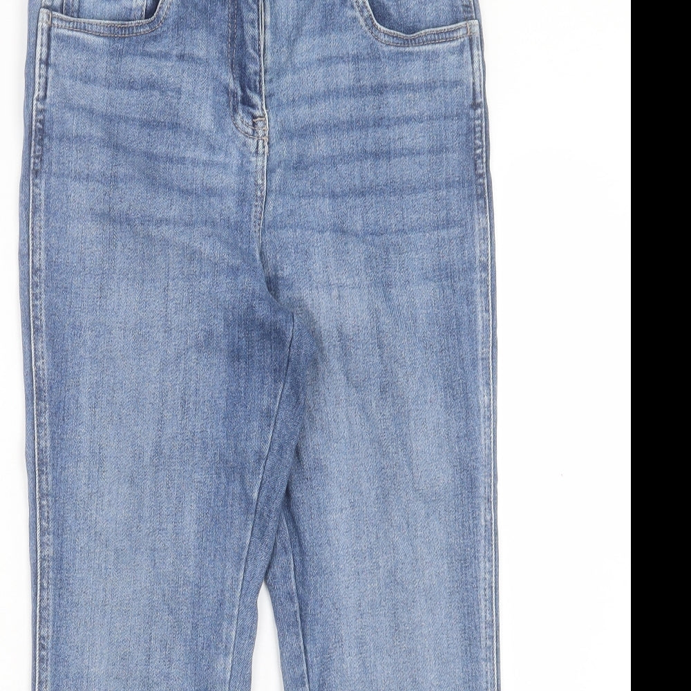 NEXT Womens Blue Cotton Cropped Jeans Size 10 L24 in Regular Button