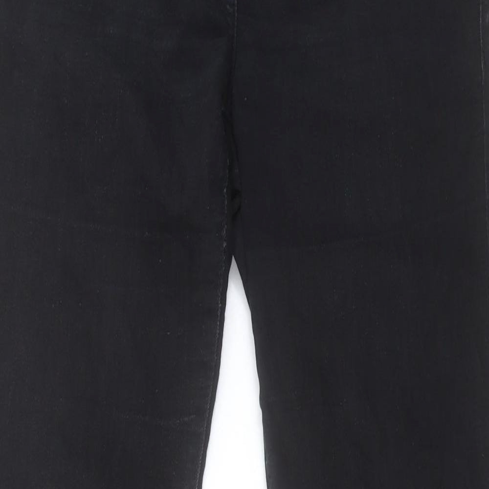 NEXT Womens Black Cotton Bootcut Jeans Size 12 L31 in Regular Button