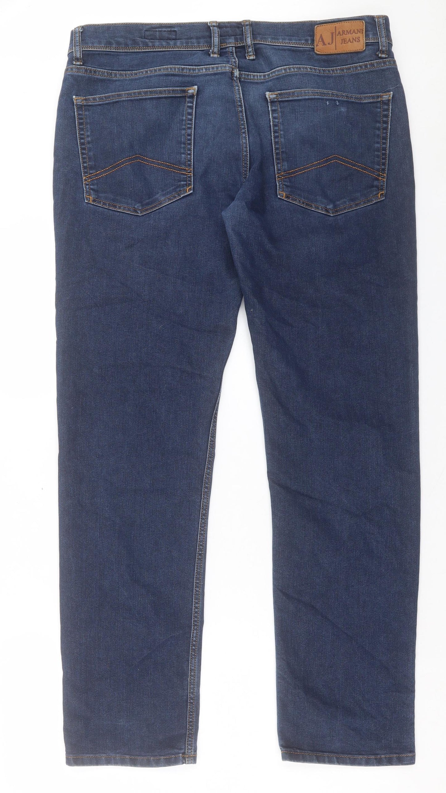 Armani Jeans Mens Blue Cotton Straight Jeans Size 38 in L32 in Regular Button