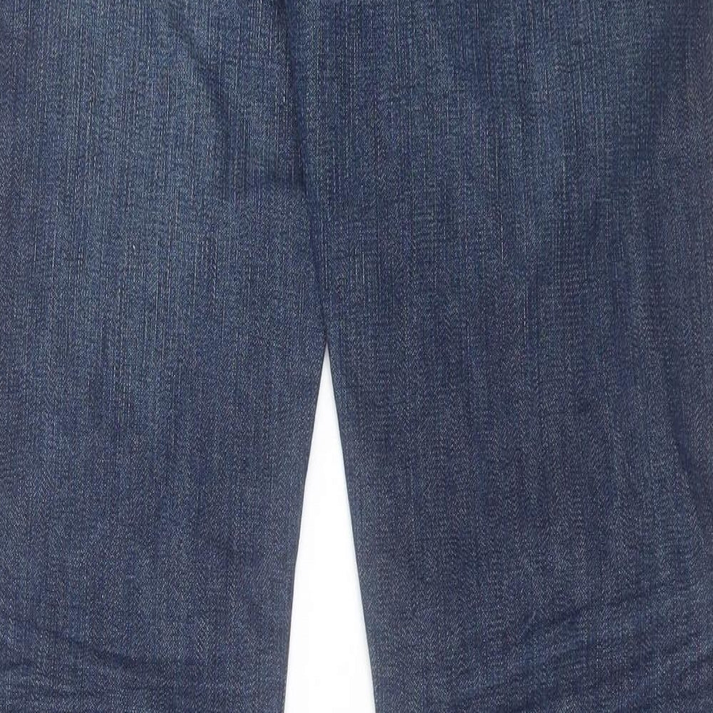True Religion Mens Blue Cotton Straight Jeans Size 34 L34 in Regular Button - Long Leg