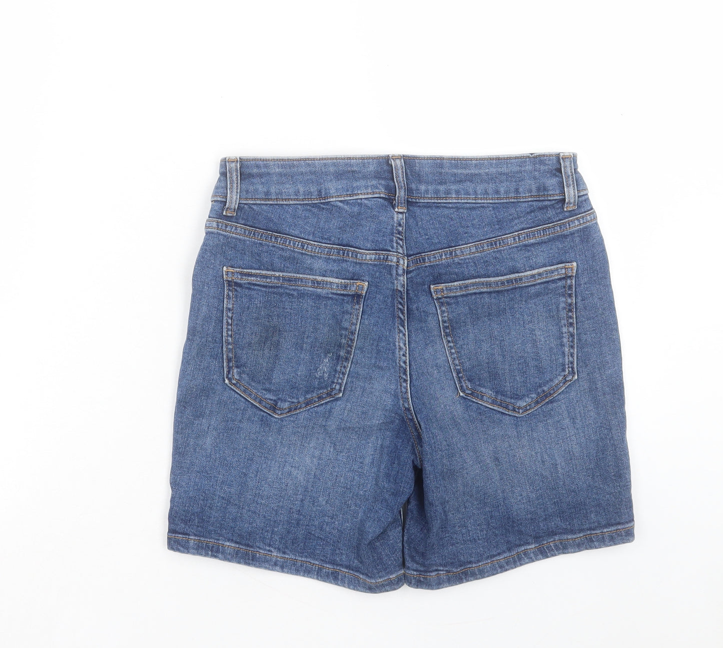 TU Womens Blue Cotton Bermuda Shorts Size 6 L5 in Regular Button