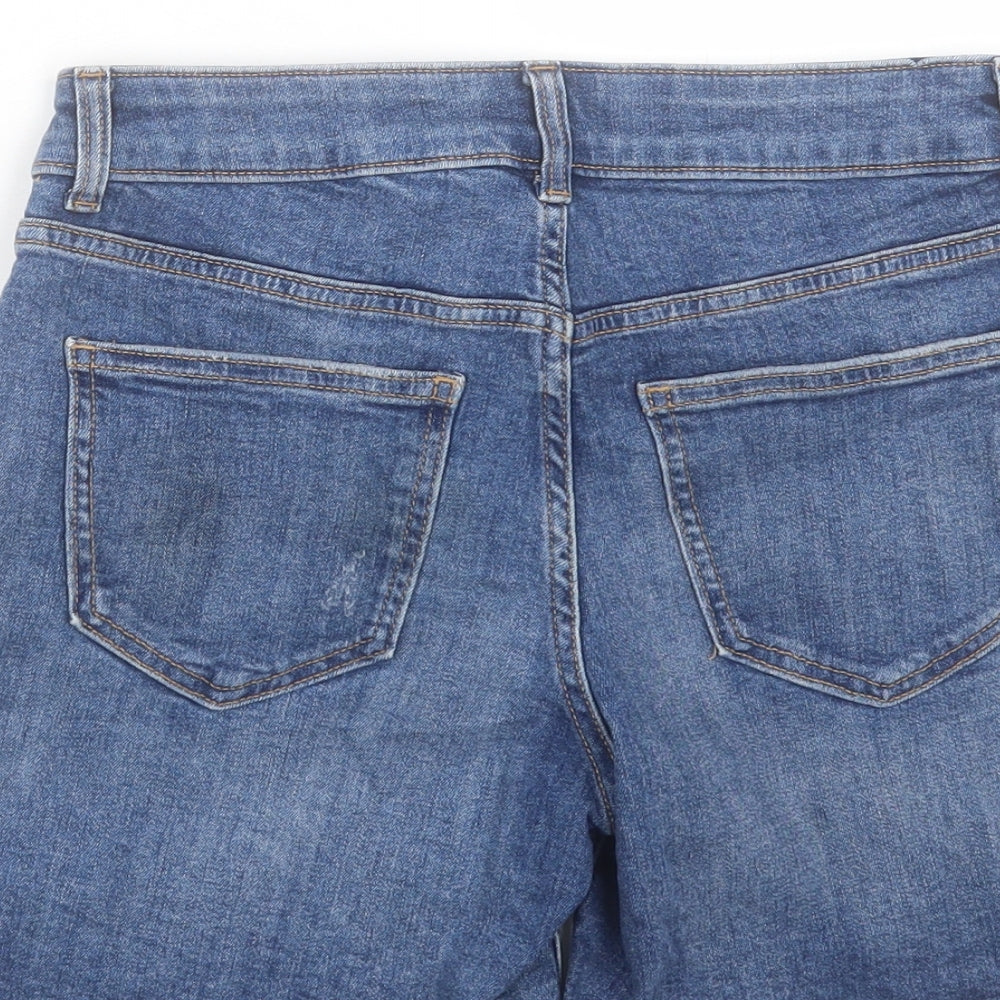 TU Womens Blue Cotton Bermuda Shorts Size 6 L5 in Regular Button