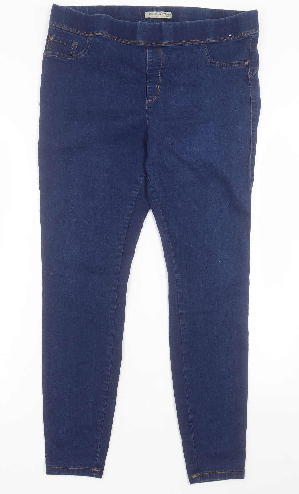 Denim & Co. Womens Blue Cotton Jegging Trousers Size 20 L29 in Regular