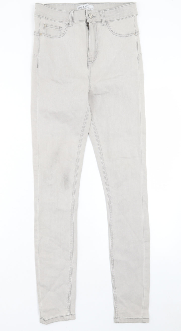 Denim & Co. Womens Grey Cotton Skinny Jeans Size 12 L29 in Regular Button