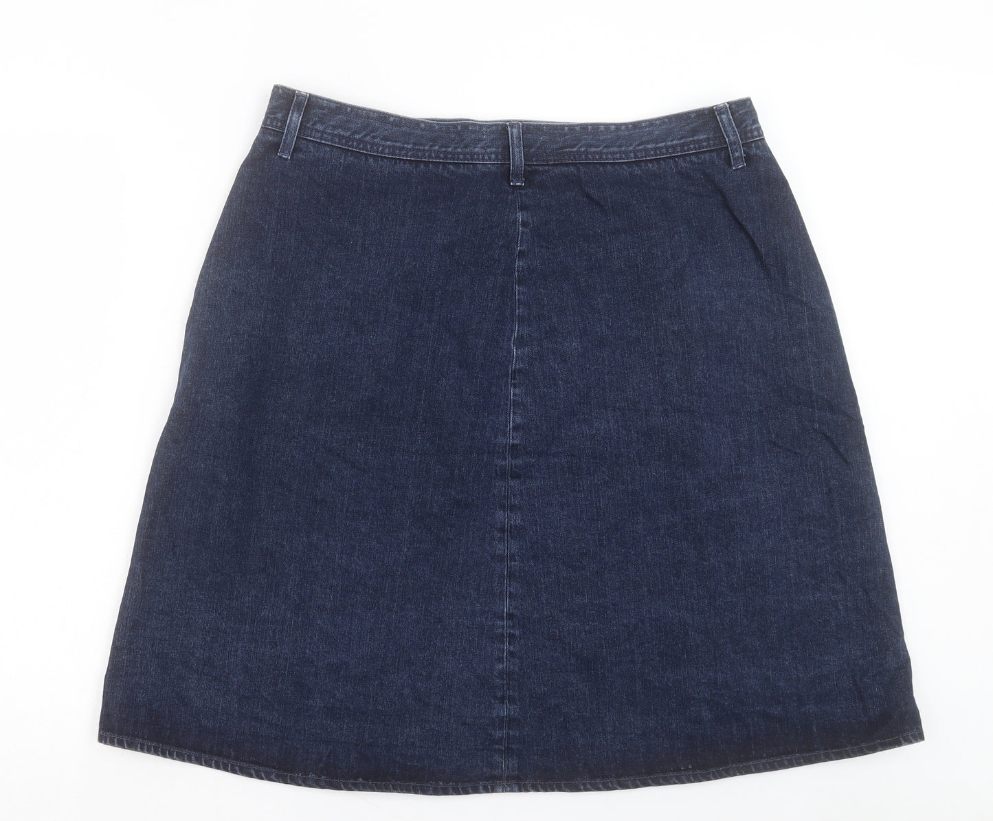 Toast Womens Blue Cotton A-Line Skirt Size 18 Button