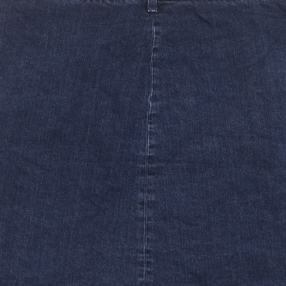 Toast Womens Blue Cotton A-Line Skirt Size 18 Button