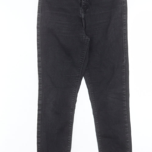Topshop Womens Black Cotton Cropped Jeans Size 24 in L23 in Regular Button