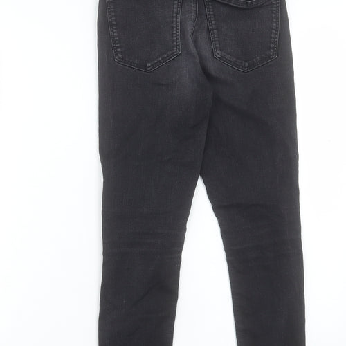 Topshop Womens Black Cotton Cropped Jeans Size 24 in L23 in Regular Button