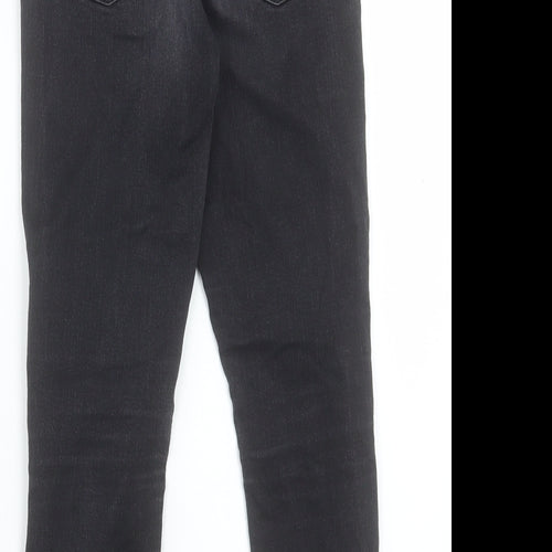 Topshop Womens Black Cotton Cropped Jeans Size 24 in L23 in Regular Button