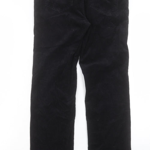 Marks and Spencer Womens Black Cotton Trousers Size 10 L28 in Regular Button