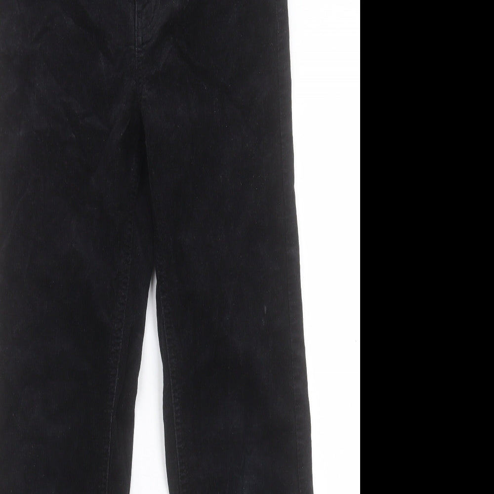 Marks and Spencer Womens Black Cotton Trousers Size 10 L28 in Regular Button