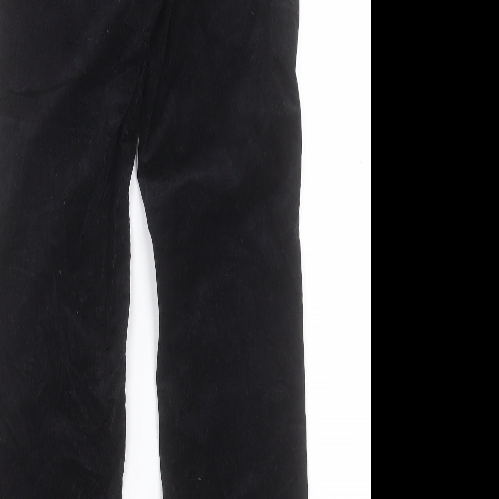 Marks and Spencer Womens Black Cotton Trousers Size 10 L28 in Regular Button