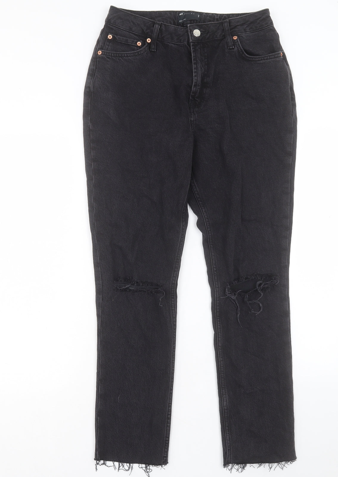 ASOS Womens Black Cotton Straight Jeans Size 30 in L30 in Regular Button