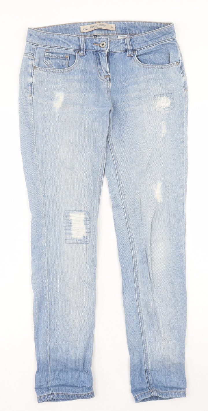 NEXT Womens Blue Cotton Skinny Jeans Size 6 L29 in Relaxed Button