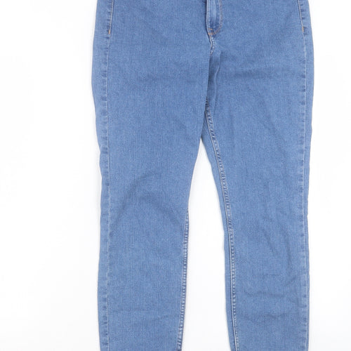 H&M Womens Blue Cotton Skinny Jeans Size 12 L29 in Regular Button