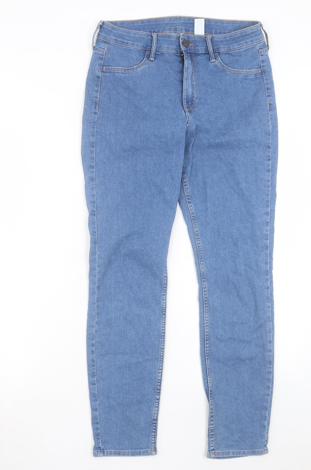 H&M Womens Blue Cotton Skinny Jeans Size 12 L29 in Regular Button