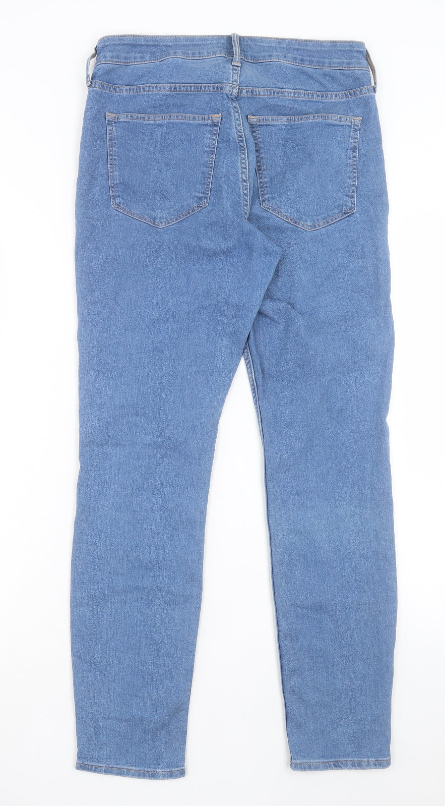 H&M Womens Blue Cotton Skinny Jeans Size 12 L29 in Regular Button