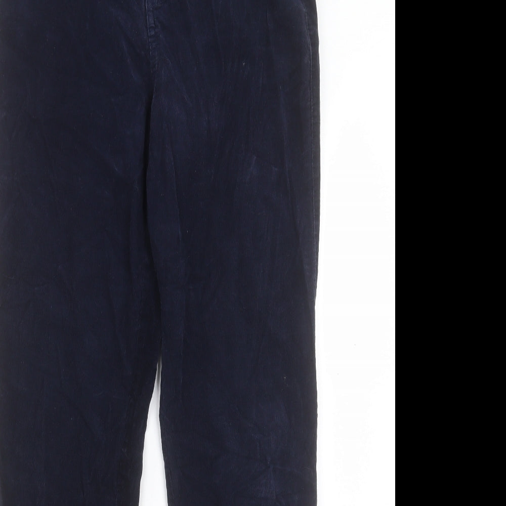 John Lewis Womens Blue Cotton Trousers Size 12 L30 in Regular Button