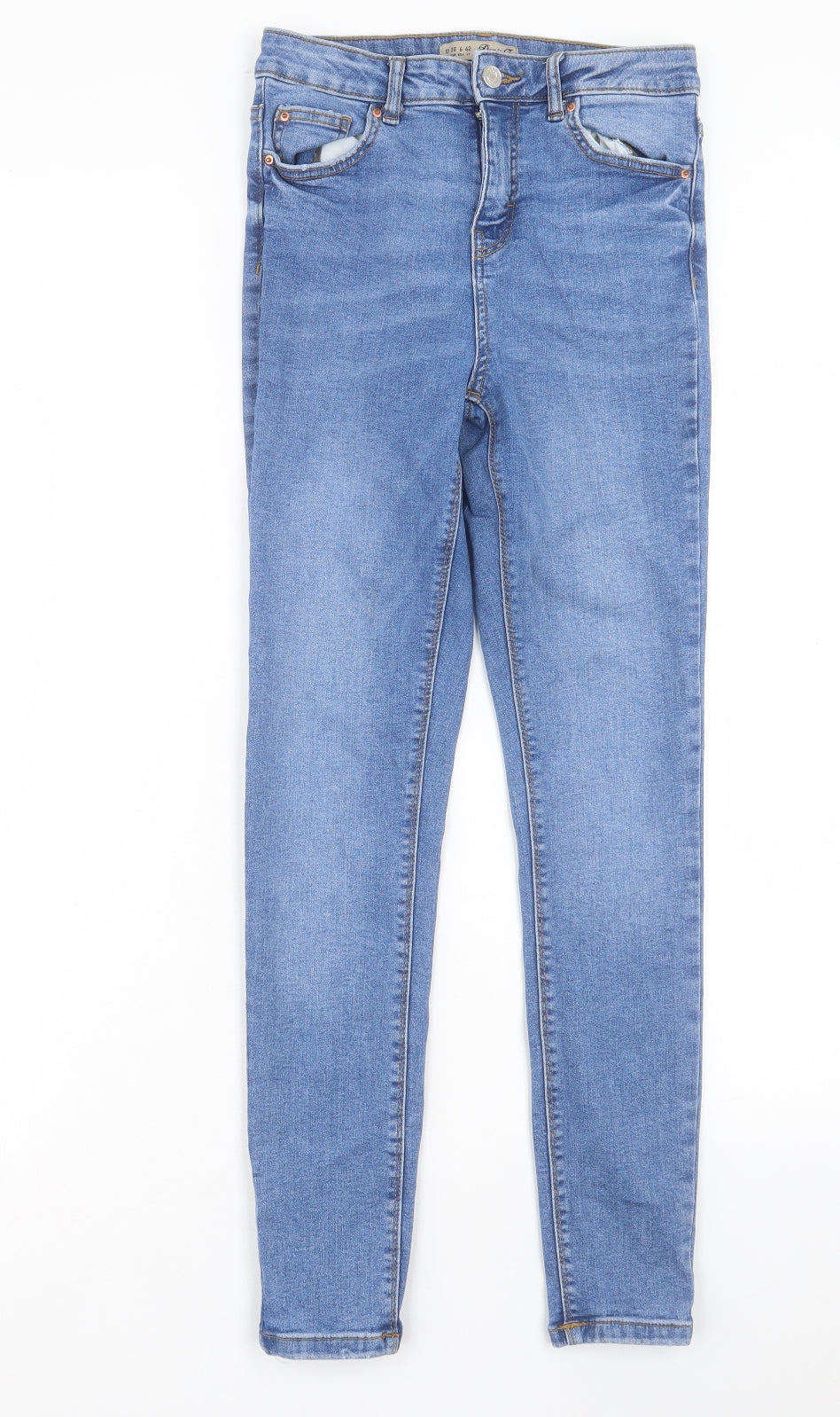 Denim & Co. Womens Blue Cotton Skinny Jeans Size 10 L28 in Regular Button