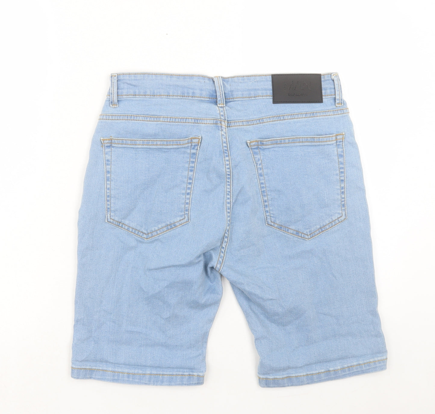 Boohoo Mens Blue Cotton Bermuda Shorts Size 32 in L8 in Regular Button