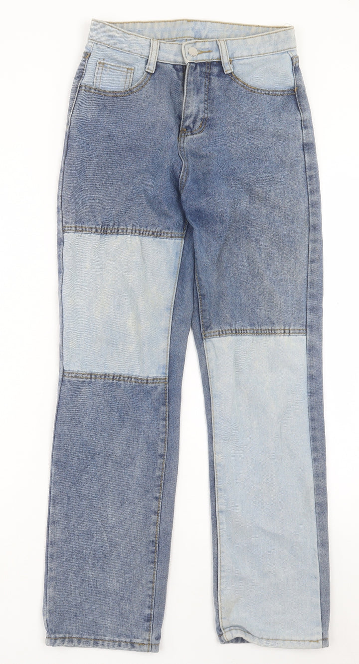 Preworn Womens Blue Cotton Straight Jeans Size S L28 in Regular Button