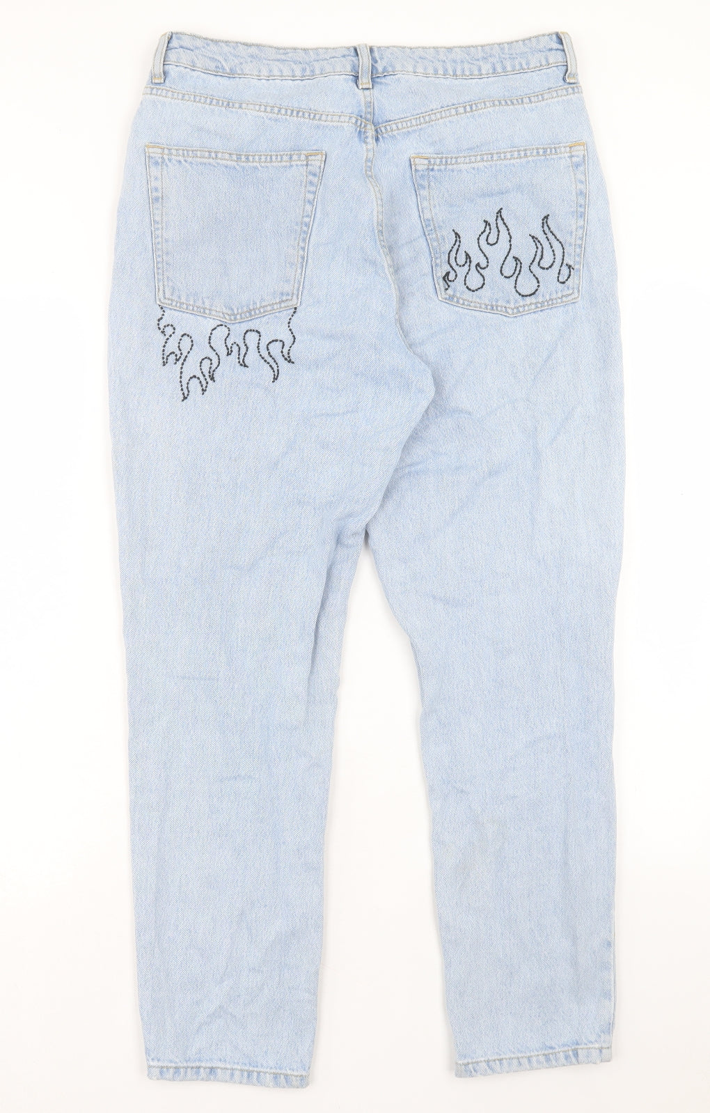 Topshop Womens Blue Cotton Mom Jeans Size 32 in L28 in Regular Button