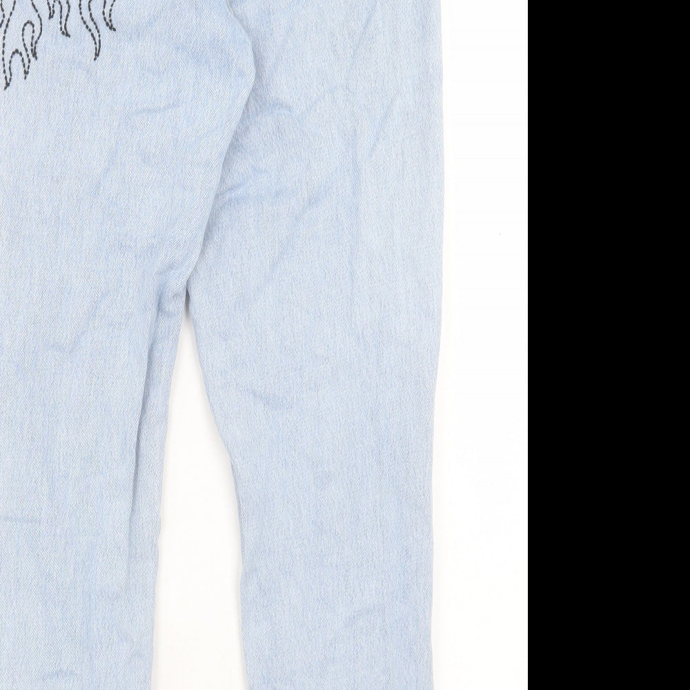 Topshop Womens Blue Cotton Mom Jeans Size 32 in L28 in Regular Button