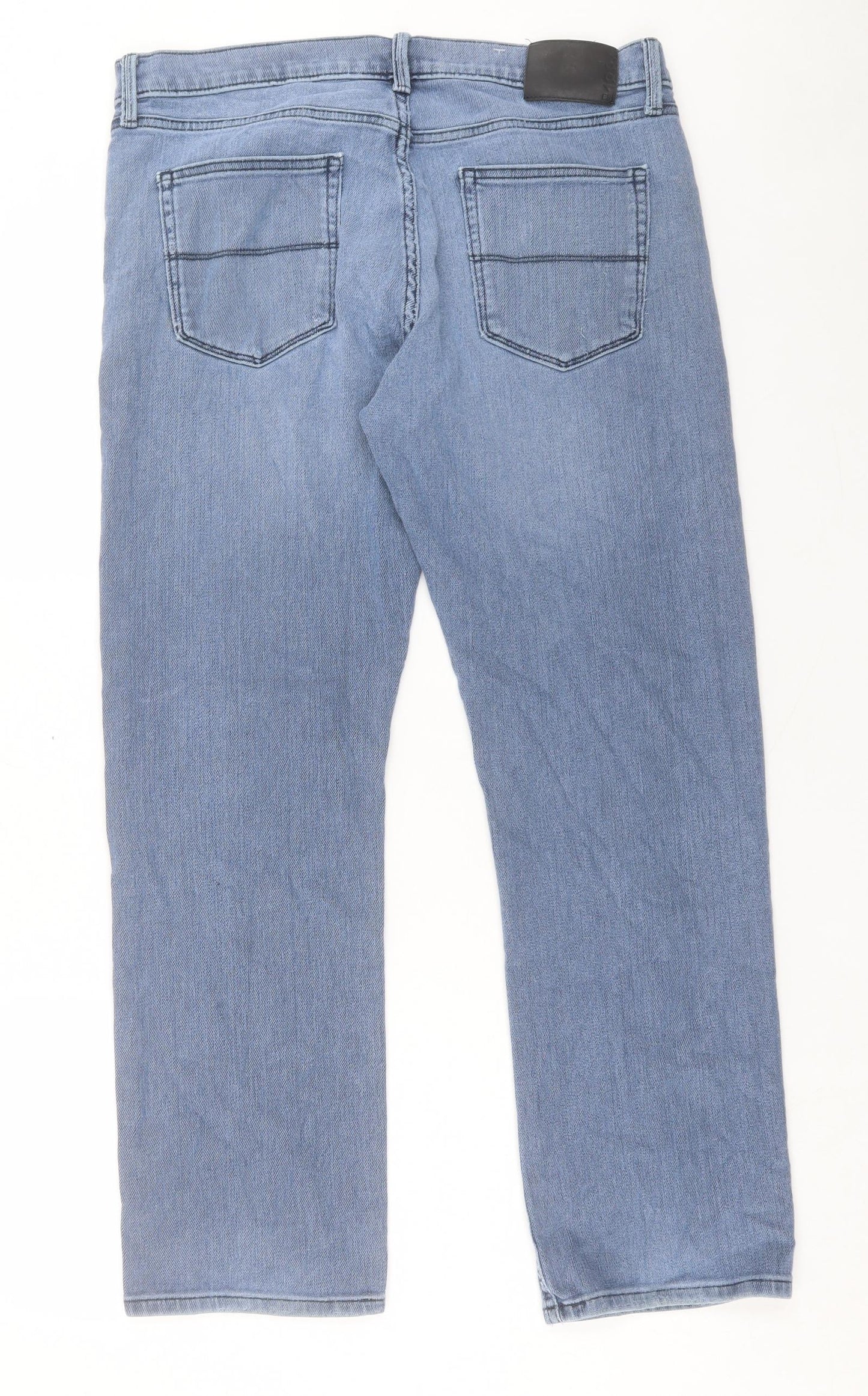 Marks and Spencer Mens Blue Cotton Straight Jeans Size 34 in L31 in Regular Button