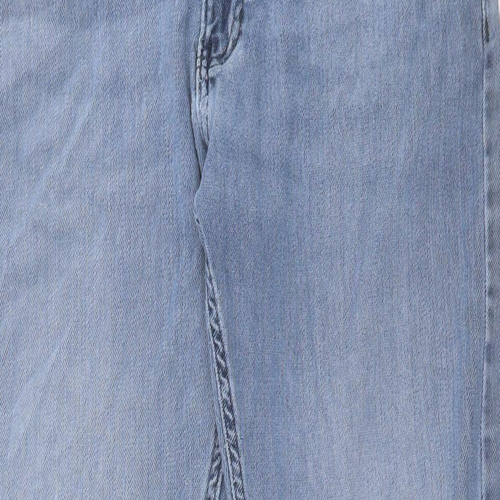Marks and Spencer Mens Blue Cotton Straight Jeans Size 34 in L31 in Regular Button